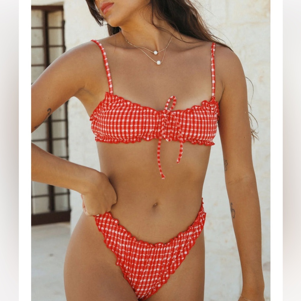 Dippin' Daisy's Red Checkered Bikini Set